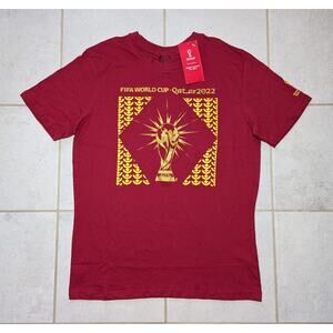 FIFA World Cup Qatar 2022 Large Short Sleeve Shirt Red Cotton NEW